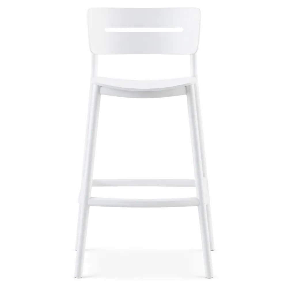 Set di 2 sgabelli alti con schienale ergonomico in polipropilene bianco per cucina