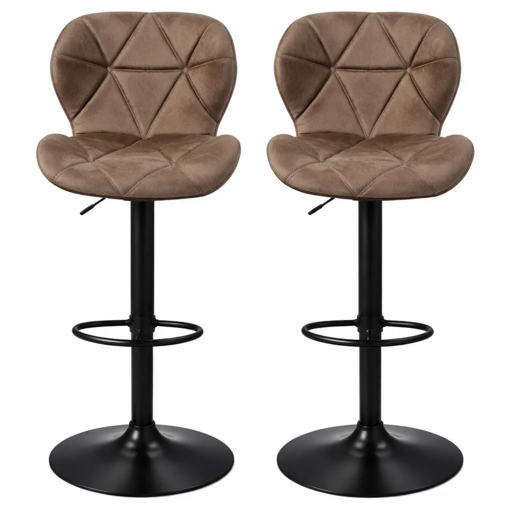 Set di 2 sgabelli da bar in ecopelle marrone girevoli regolabili