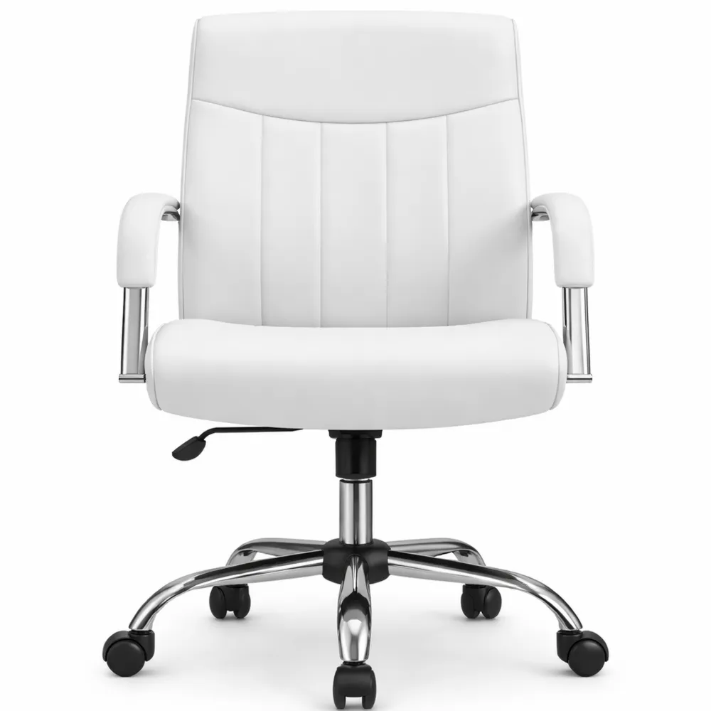 Sedia da Ufficio Ergonomica Bianca in Finta Pelle Reclinabile