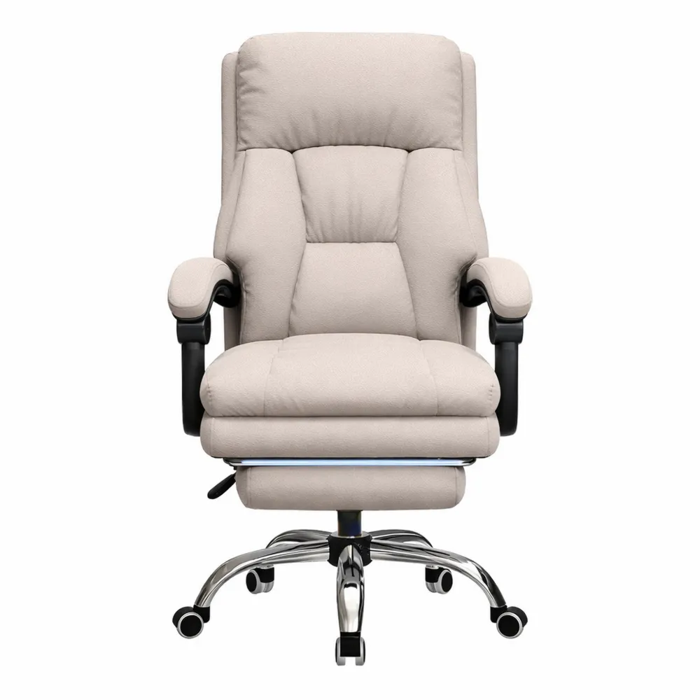 Sedia Ergonomica da Ufficio con Poggiapiedi e Ruote, Schienale Alto in Pelle con Supporto Lombare