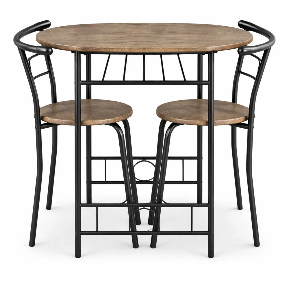 Set Tavolo e Sedie per Bar e Cucina in Legno e Metallo, Salvaspazio per Piccoli Spazi