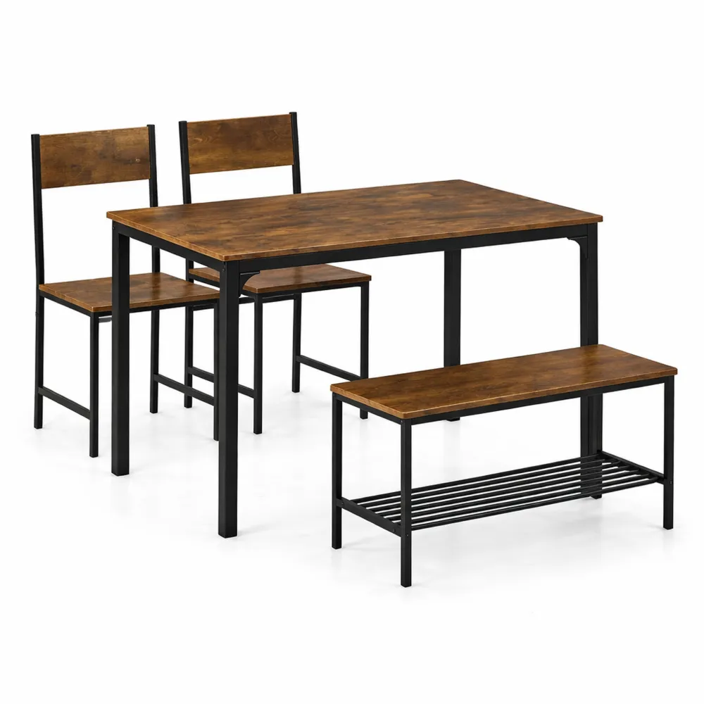 Set Tavolo da Pranzo con Sedie e Panca, Mobili Salvaspazio per 4 Persone