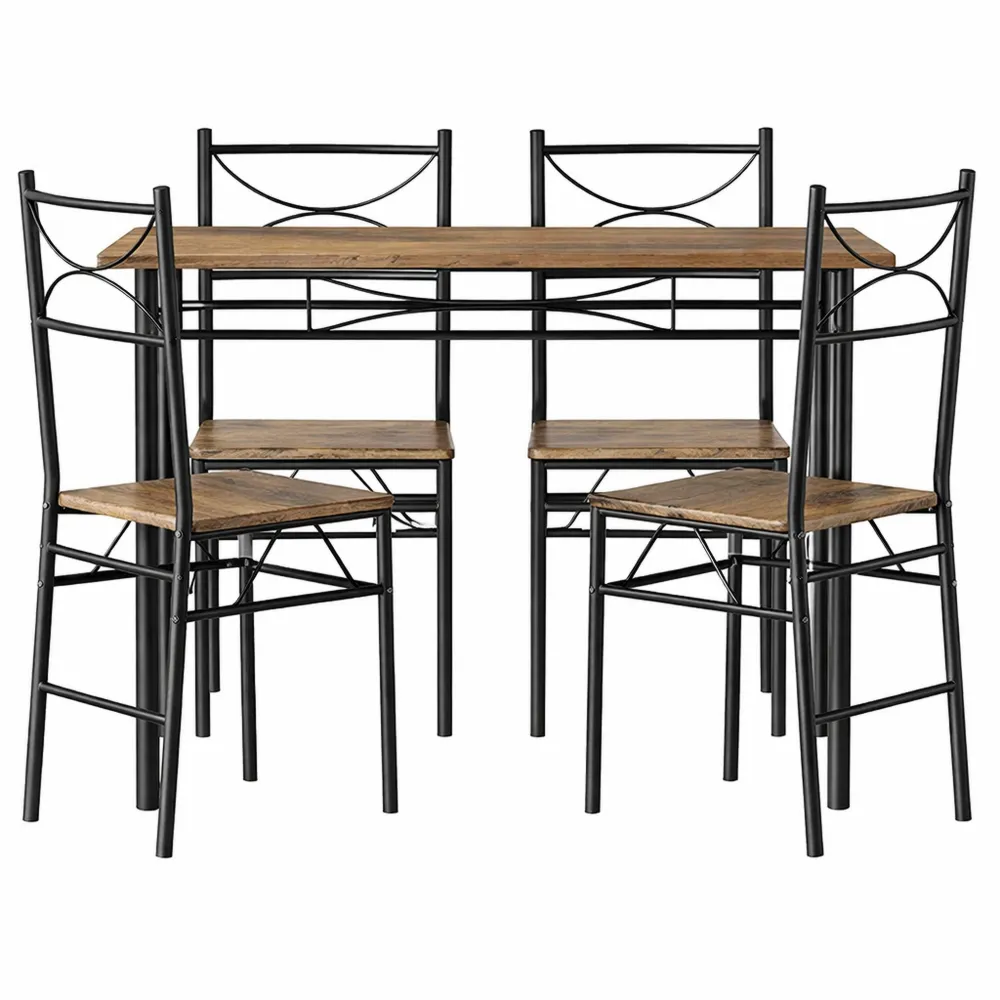 Set da Pranzo per 4 Persone con Tavolo Industriale e Sedie