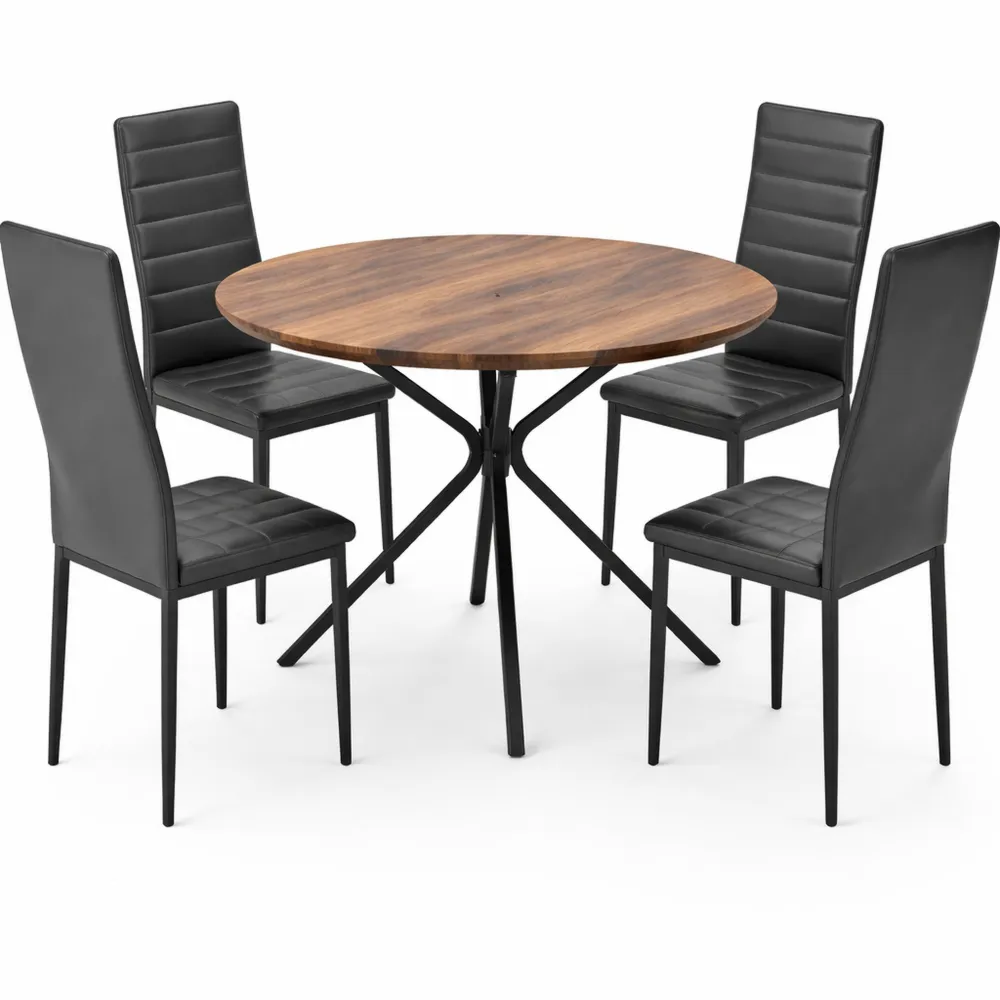 Set tavolo rotondo con sedie imbottite per cucina e soggiorno in stile moderno