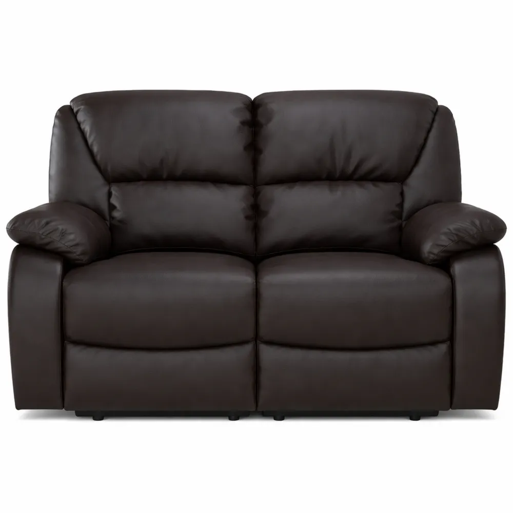 Divano Relax a 2 posti in Ecopelle Marrone con Reclinazione e Poggiapiedi