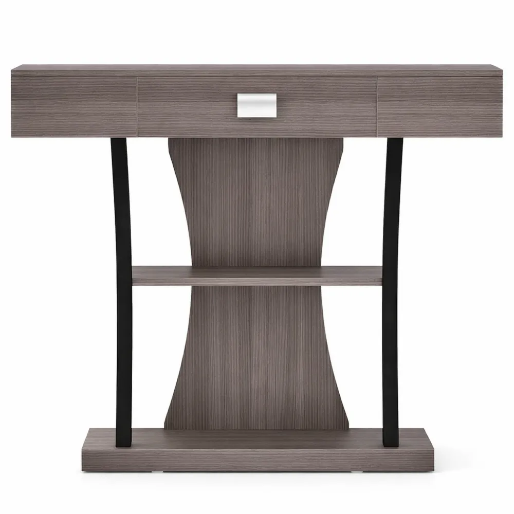 Consolle in Legno con Cassetti e Ripiani Multiuso per Casa