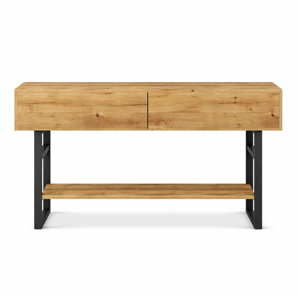 Tavolo consolle contenitore con ripiano e scomparti chiusi