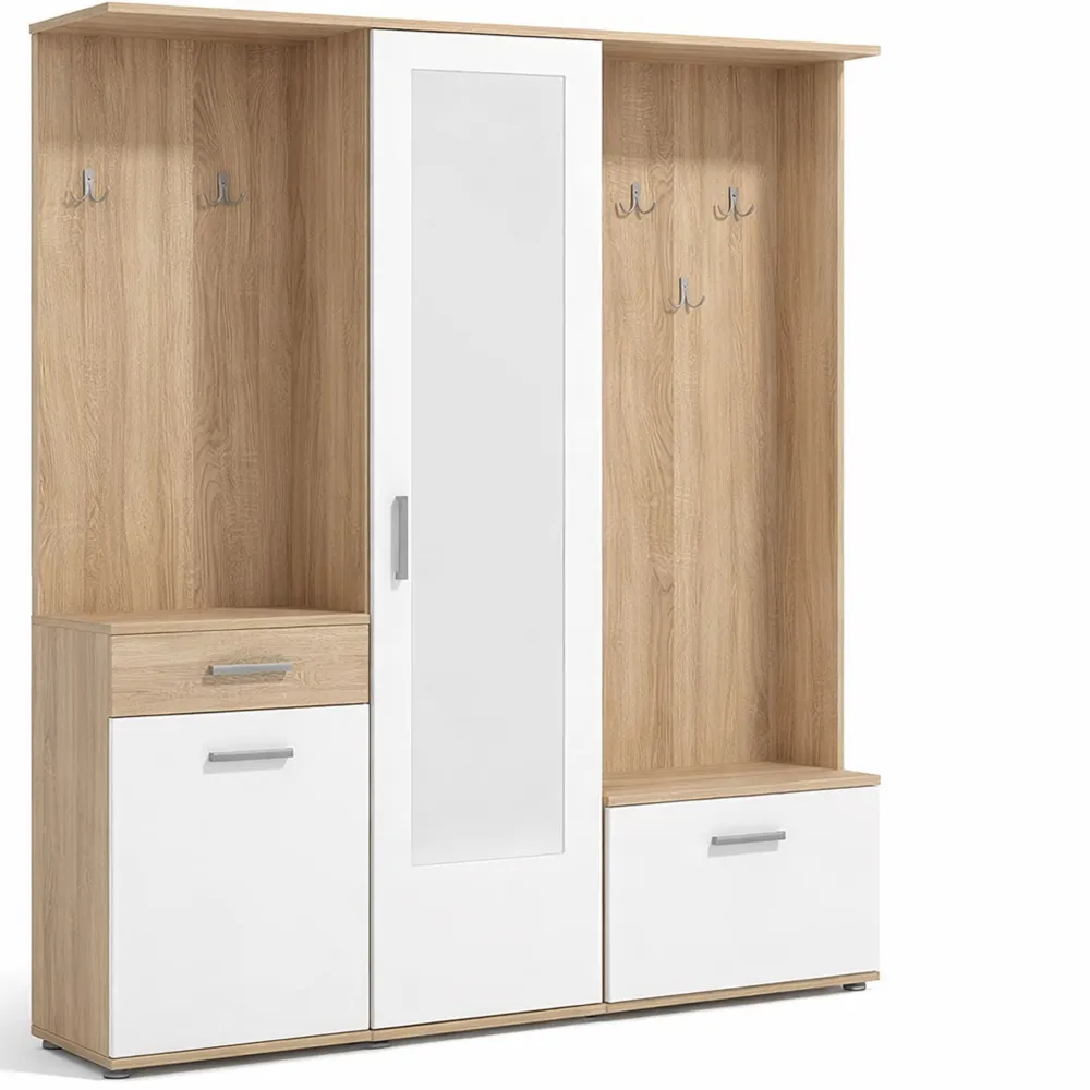 Mobile ingresso multifunzione bianco effetto cemento