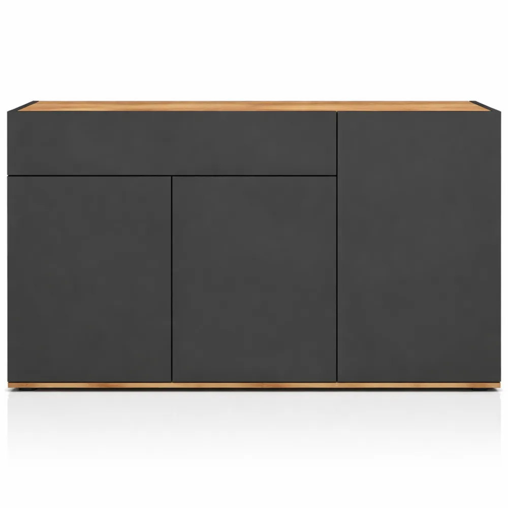 Credenza Moderna con Cassetto e Ante in Legno, Antracite Opaco e Rovere