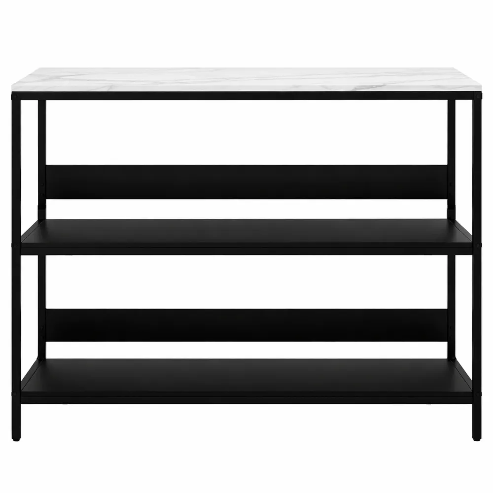 Isola da Cucina con Ripiani e Struttura in Metallo, 100x50x90cm, Nero e Bianco