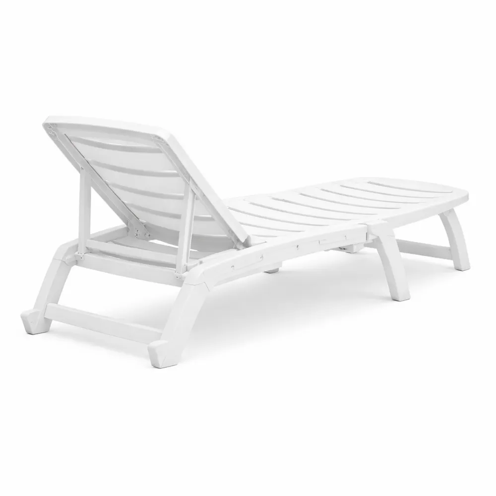 Lettino da Spiaggia in Polimeri Riciclati Bianco 147 x 64 x 89 cm