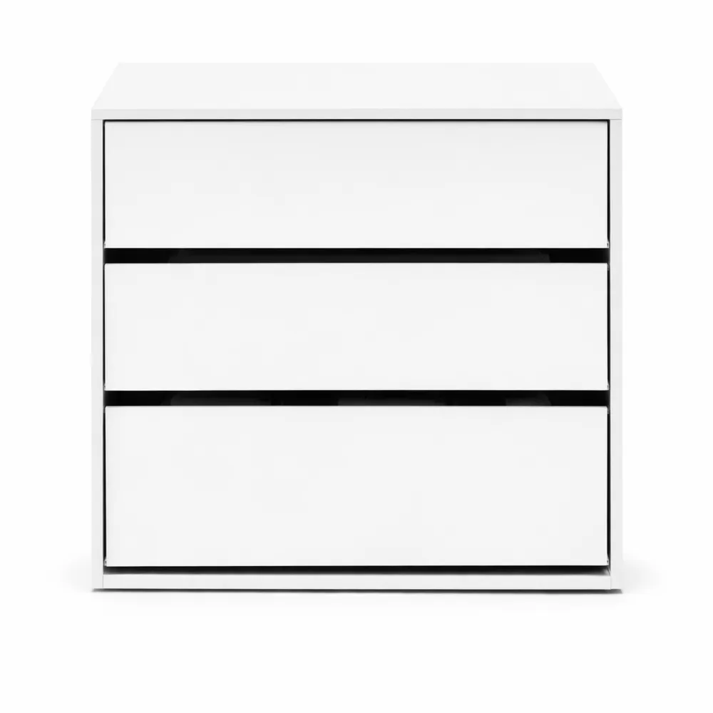 Cassettiera a Tre Cassetti in Bianco Opaco, Dimensioni Compatte