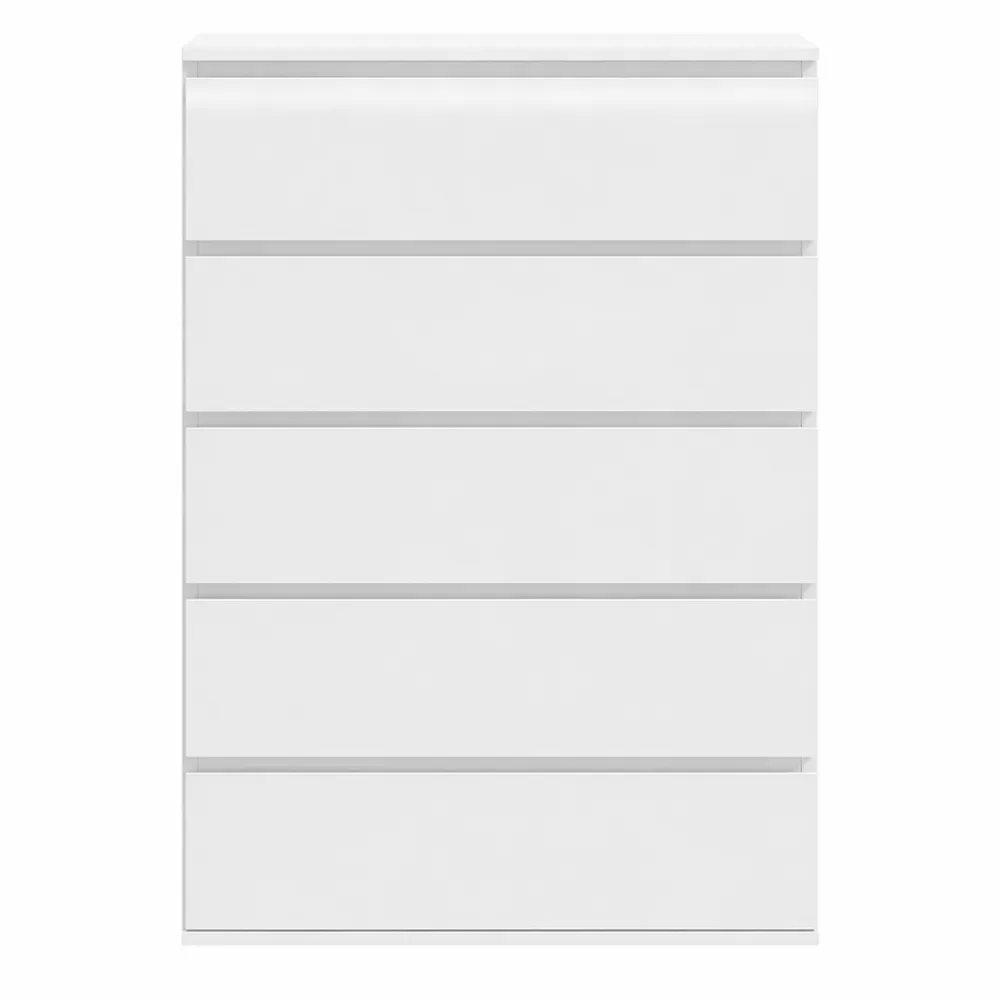 Cassettiera 5 Cassetti in Legno con Piedini Antiscivolo per Interni, 60x39x100 cm, Bianco