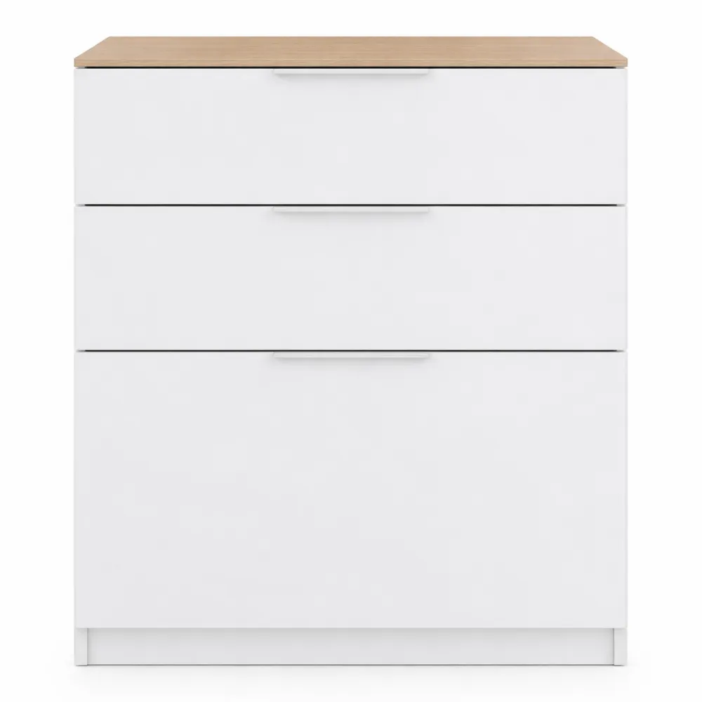 Cassettiera da Letto Bianca con Tre Cassetti, 50x90 cm