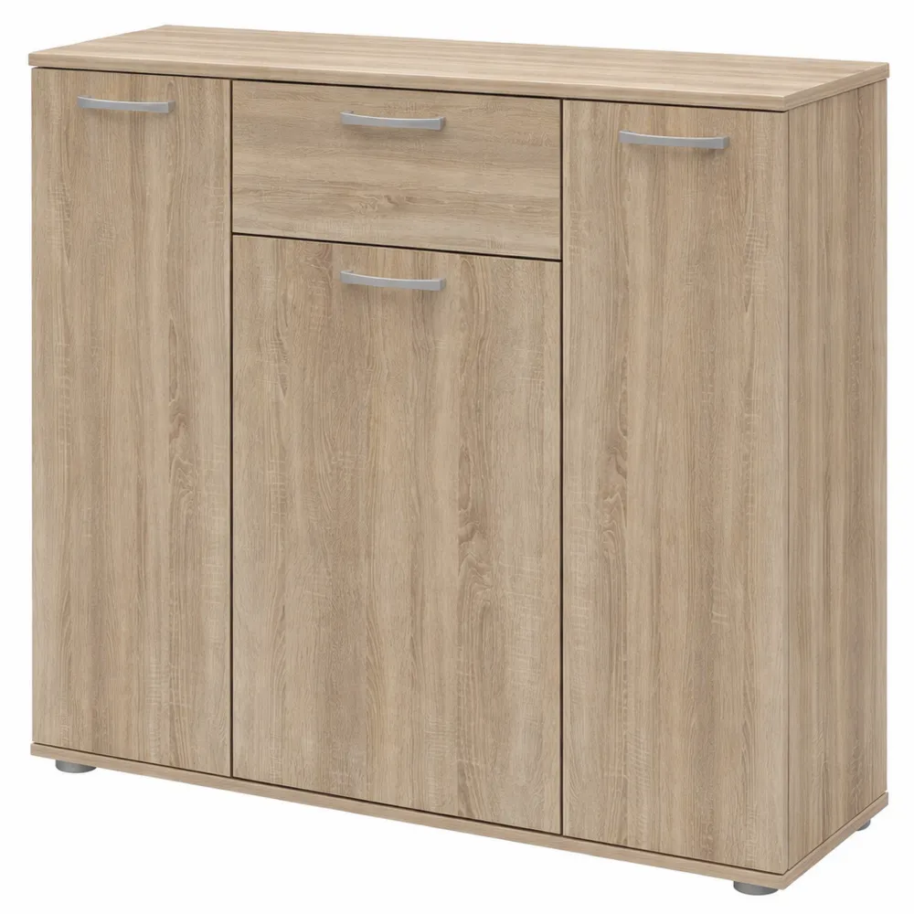 Comò in Legno con 1 Cassetto e 4 Ante, Rovere Sonoma, Dimensioni 109,6x81,7x28,9 cm