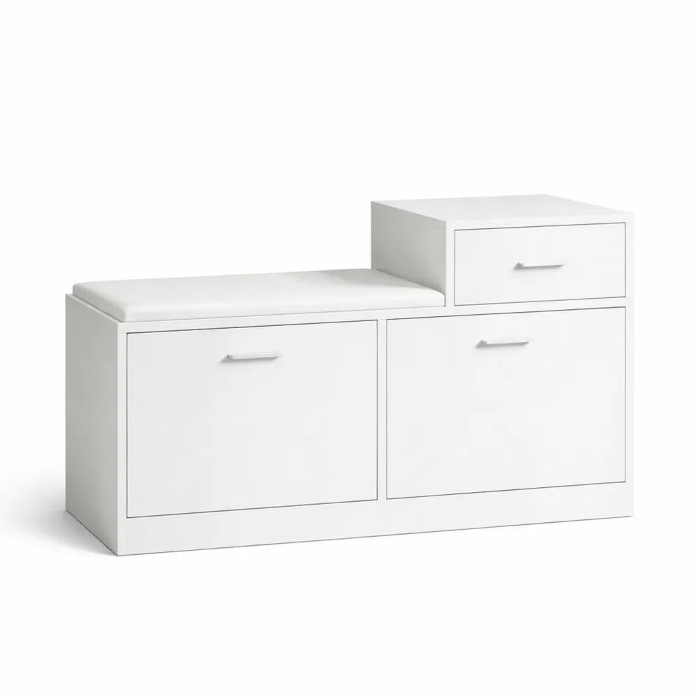 Scarpiere Salvaspazio con 2 Cassetti Ribaltabili Bianco