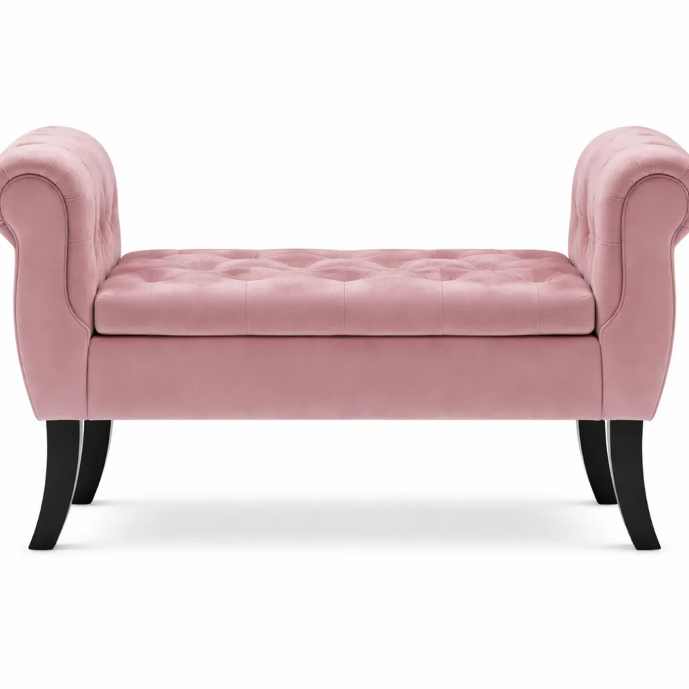 Panca Contenitore in Velluto con Pouf e Cassapanca