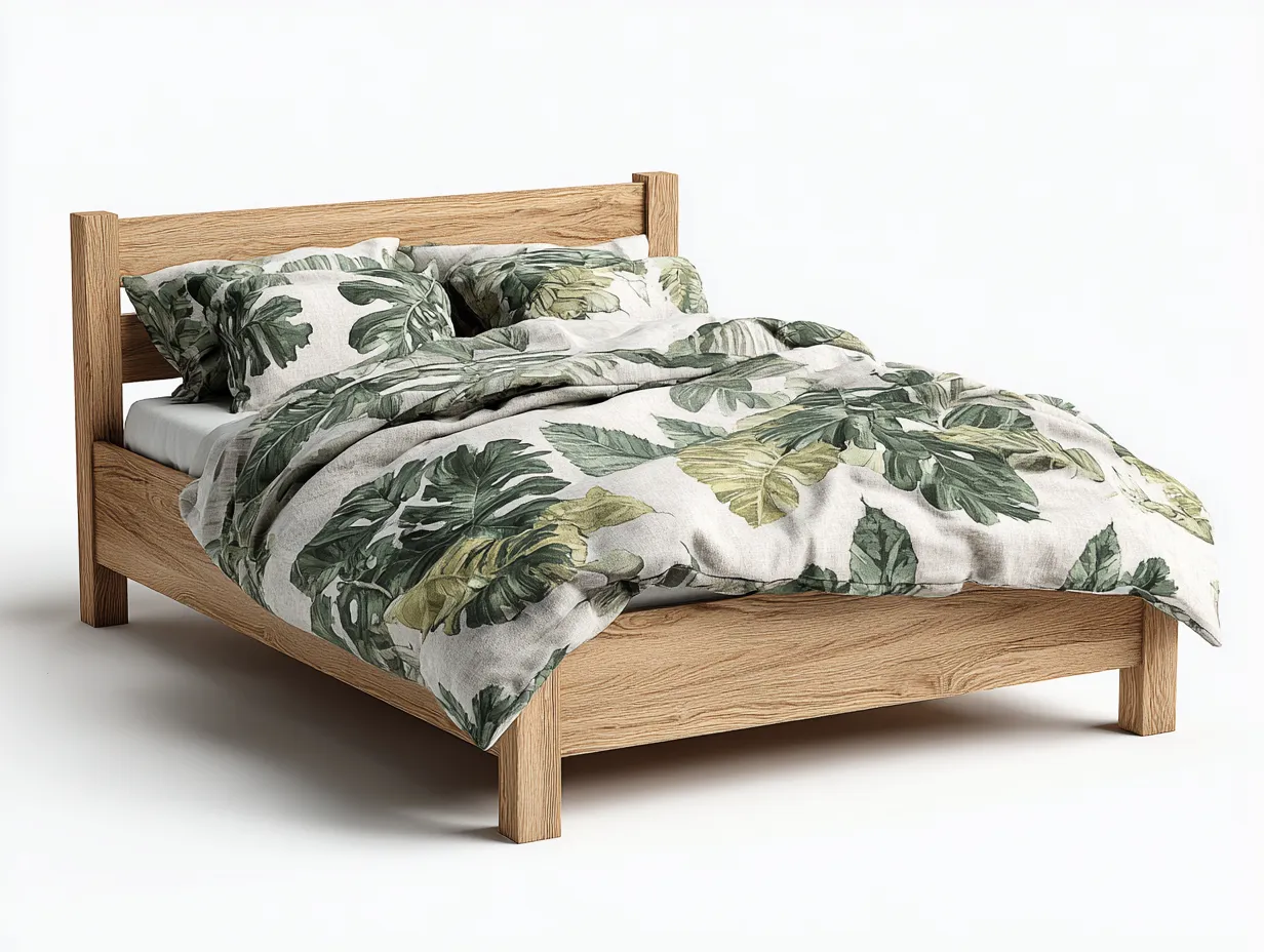 Camas dobles de madera maciza 200x160x95 cm - marrón - estructura de cama - diseño natural moderno-Homigoyard