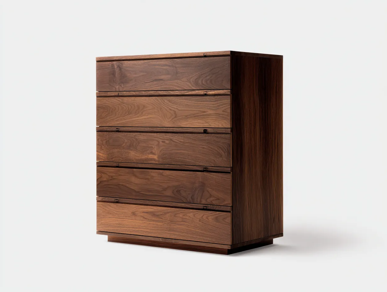 Cómodas de madera con 5 cajones 100 x 45 x 110 cm color marrón - cómoda de almacenamiento para dormitorio y salón - diseño moderno de madera-Homigoyard