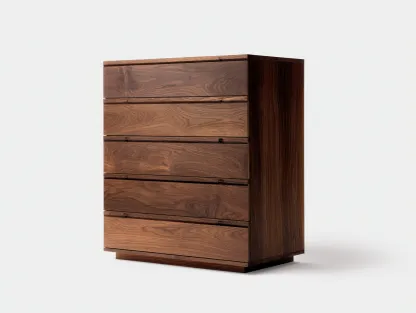 Cómodas de madera con 5 cajones 100 x 45 x 110 cm color marrón - cómoda de almacenamiento para dormitorio y salón - diseño moderno de madera-Homigoyard