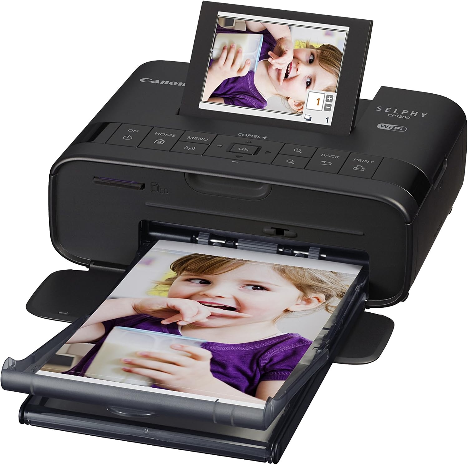 Canon Selphy CP1300 - impresora fotográfica inalámbrica negra con pantalla abatible WiFi USB AirPrint Mopria y 300 ppp-Homigoyard