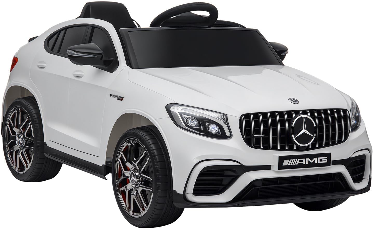 HOMCOM Mercedes eléctrico infantil 12 V - coche blanco con mando remoto luces música suspensión cuatro ruedas y puertas dobles-Homigoyard