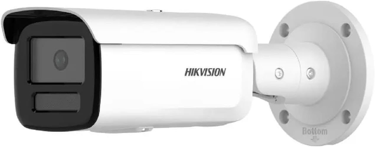 Hikvision ColorVu DS-2CD2T47G2H-LI - Cámara IP Bullet 4 MP 4 mm para exterior con montaje en pared y carcasa metálica blanca-Homigoyard