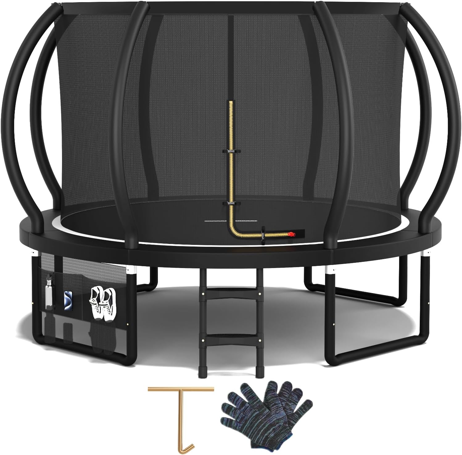 Devoko Trampolín exterior calabaza - cama elástica ovalada de 305 cm con red de seguridad escalera y capacidad de 150 kg-Homigoyard