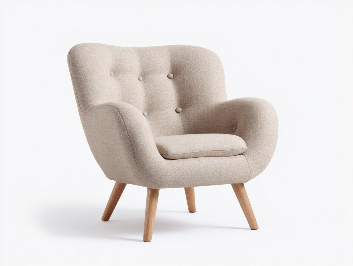 Sillones tapizado diseño moderno para salón 75x78x85 cm - beige - sillón individual confortable-Homigoyard