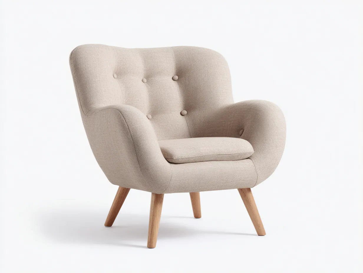 Sillones tapizado diseño moderno para salón 75x78x85 cm - beige - sillón individual confortable-Homigoyard