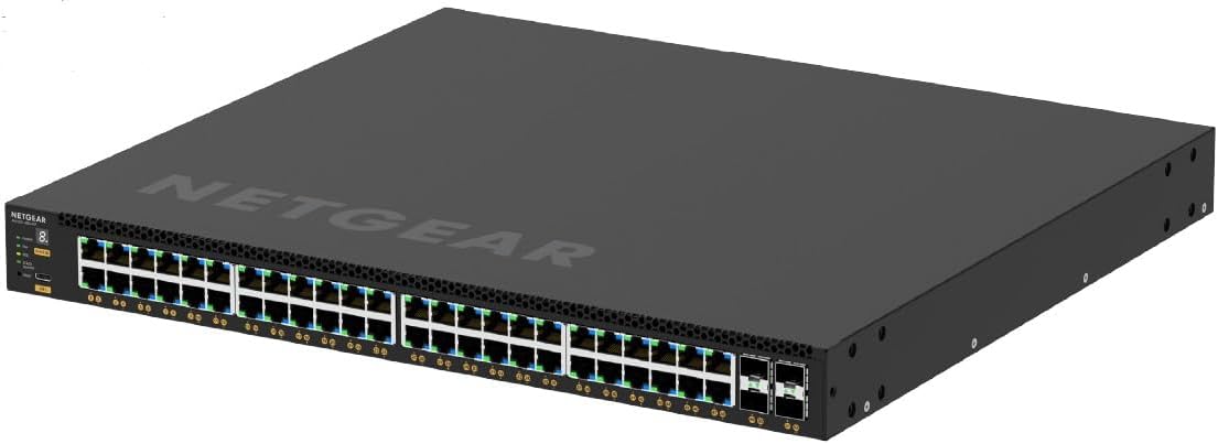 Netgear GSM4352-100NES - Switch profesional negro 24 puertos RJ45 con 176 gigabits por segundo para redes de escritorio-Homigoyard