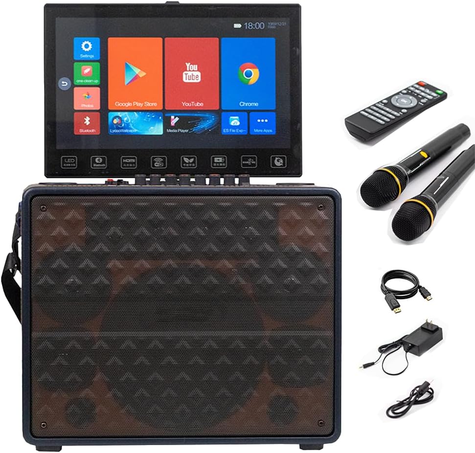 Máquina de karaoke portátil Bluetooth - altavoz con micrófono inalámbrico HDMI USB AUX WiFi y conexión a pantalla de TV-Homigoyard