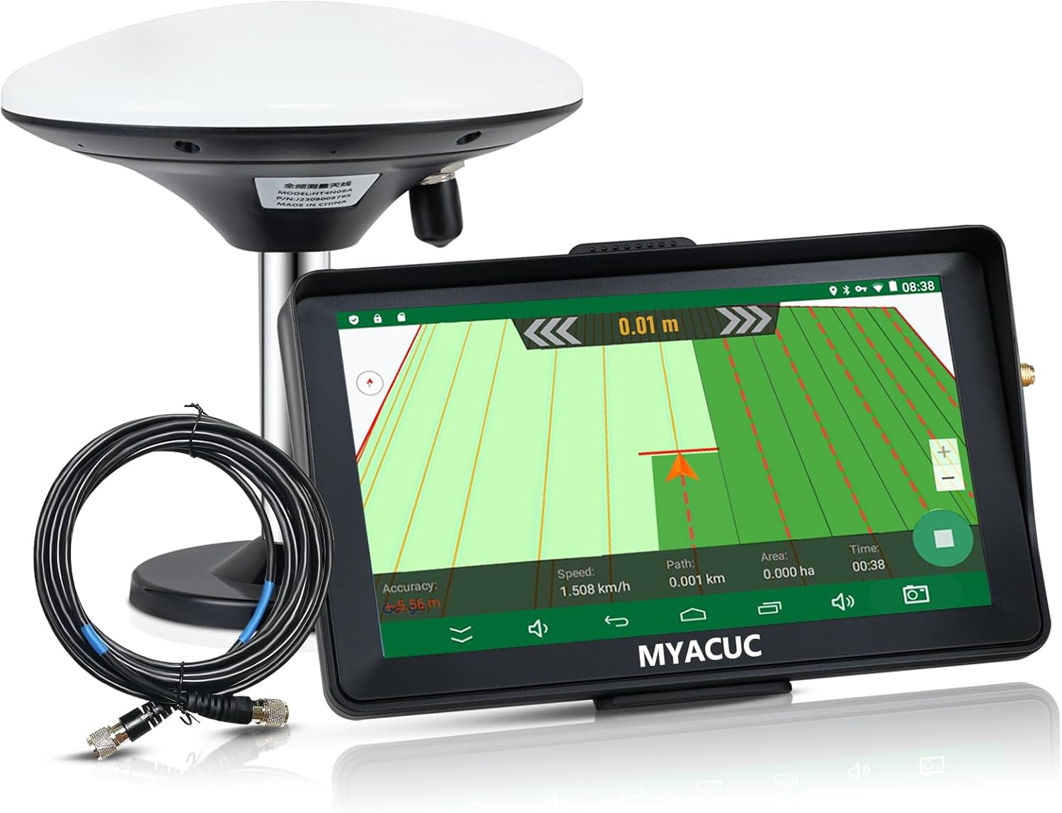 Navegador agrícola GPS 9 pulgadas - Sistema para tractor con antena GNSS WiFi Android y montaje en parabrisas para campo-Homigoyard