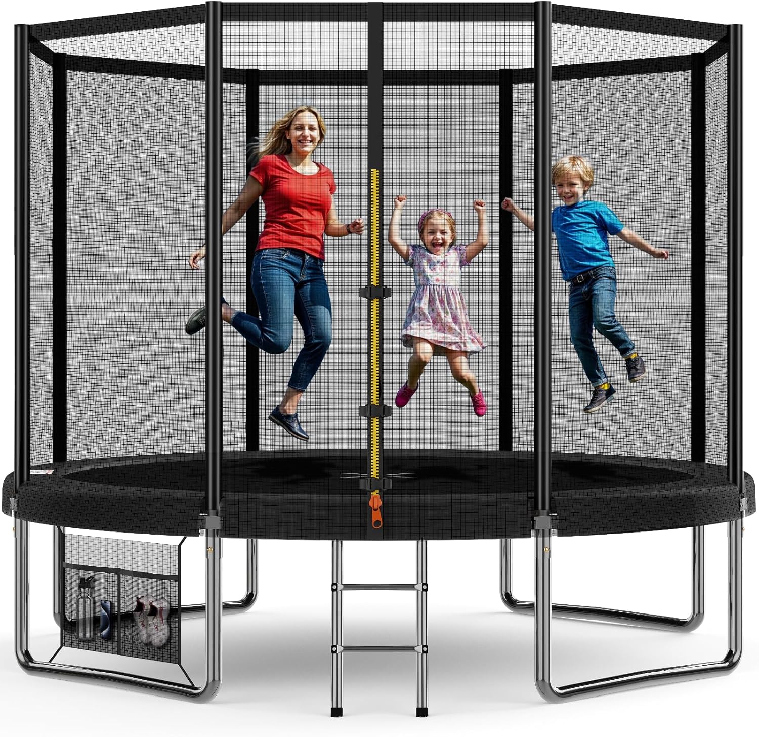 Devoko Trampolín exterior para niños - cama elástica redonda de 305 cm con red escalera malla para zapatos y 72 muelles-Homigoyard