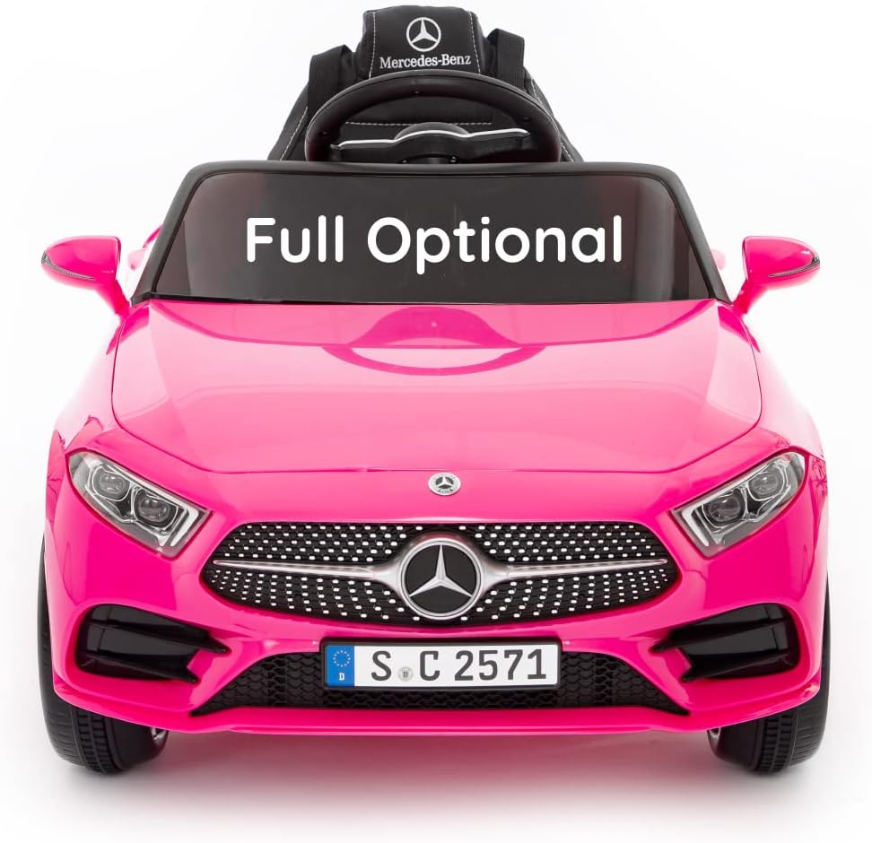 BabyCar Mercedes CLS 350 AMG - coche eléctrico infantil 12 V rosa con mando parental asiento de piel puertas MP3 y USB-Homigoyard