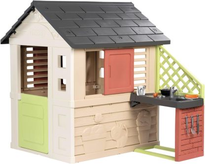 Smoby Life Casa Nature - casita infantil con cocina de juguete para interior y exterior - plástico reciclado resistente UV desde 2 años-Homigoyard