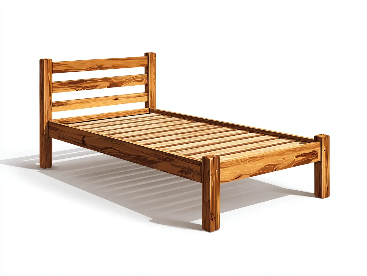 Camas dobles de madera maciza con somier 200x160x90 cm - marrón - estructura de cama - diseño rústico natural-Homigoyard