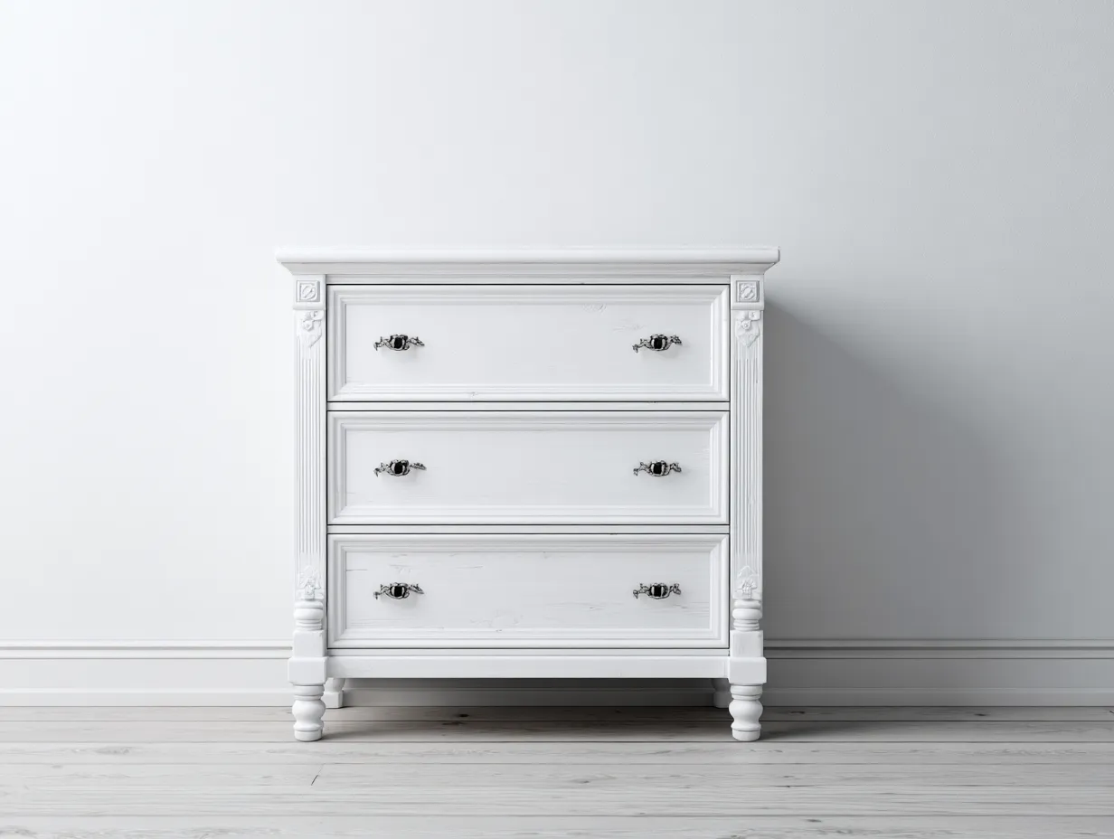 Cómodas de madera con 3 cajones 90x45x85 cm - blanco - mueble de almacenamiento - estilo clásico-Homigoyard