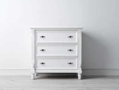 Cómodas de madera con 3 cajones 90x45x85 cm - blanco - mueble de almacenamiento - estilo clásico-Homigoyard