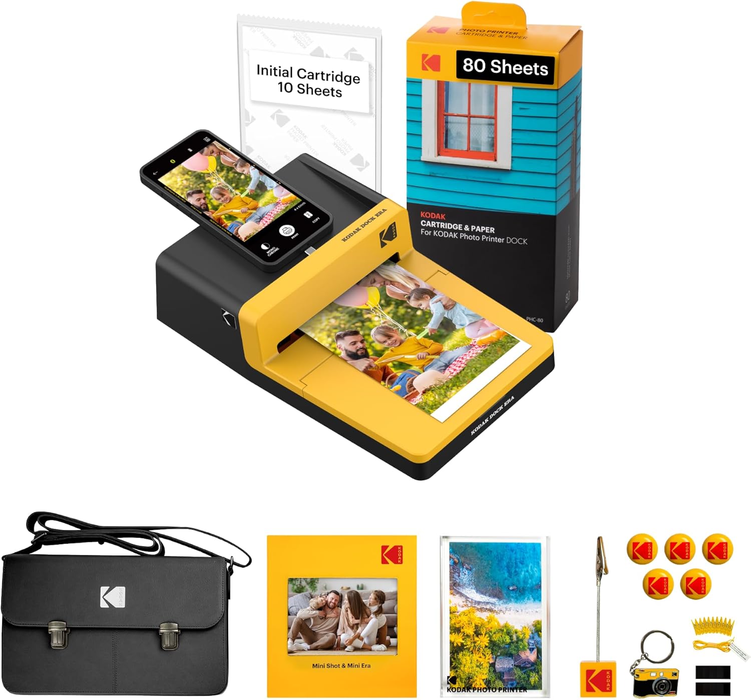 Kodak Printer Dock Plus ERA Yellow - impresora fotográfica portátil amarilla 4 por 6 con Bluetooth y sublimación-Homigoyard