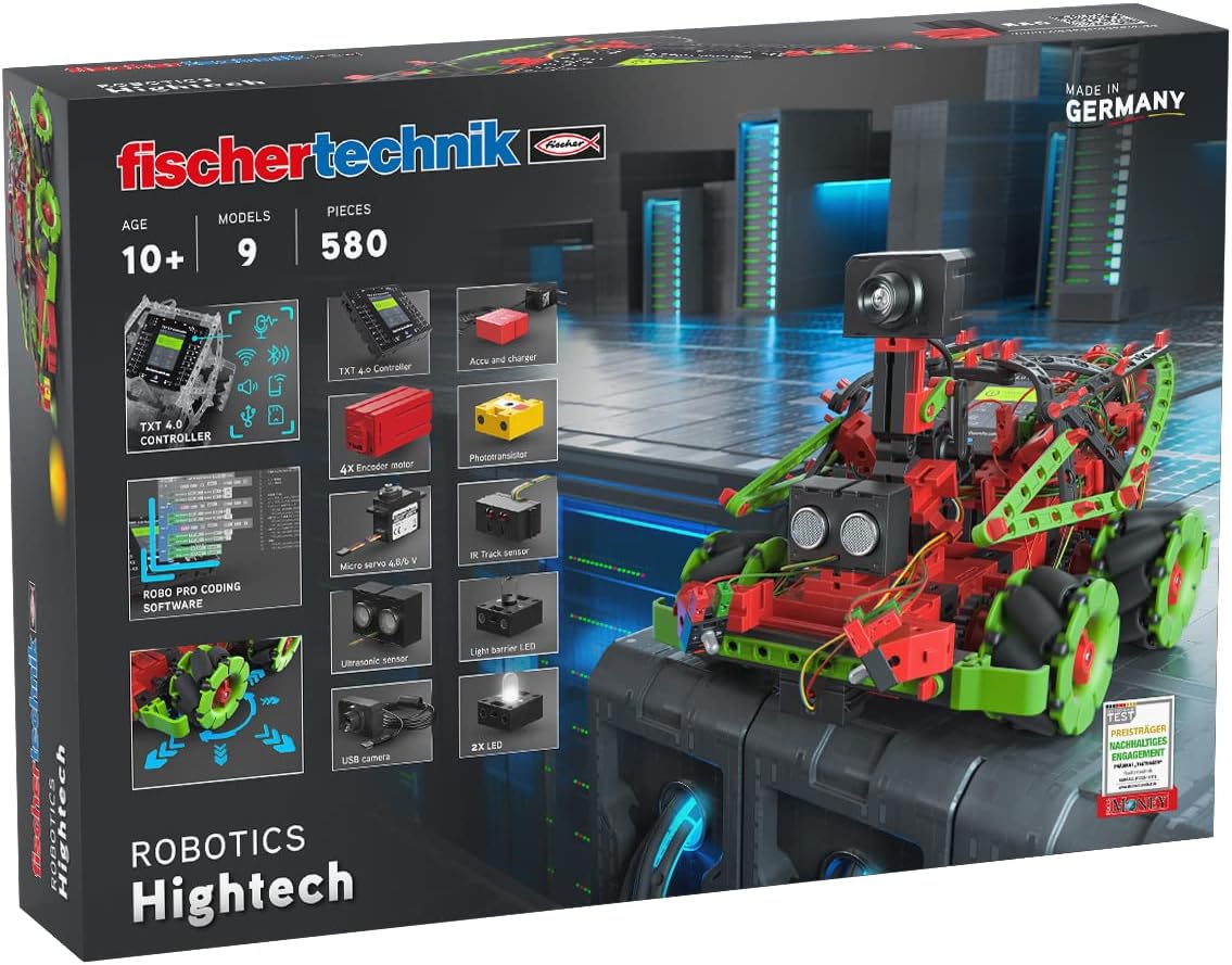 Kit fischertechnik ROBOTICS Hightech 559895 - robots programables con 580 piezas y 9 modelos desde 10 años-Homigoyard