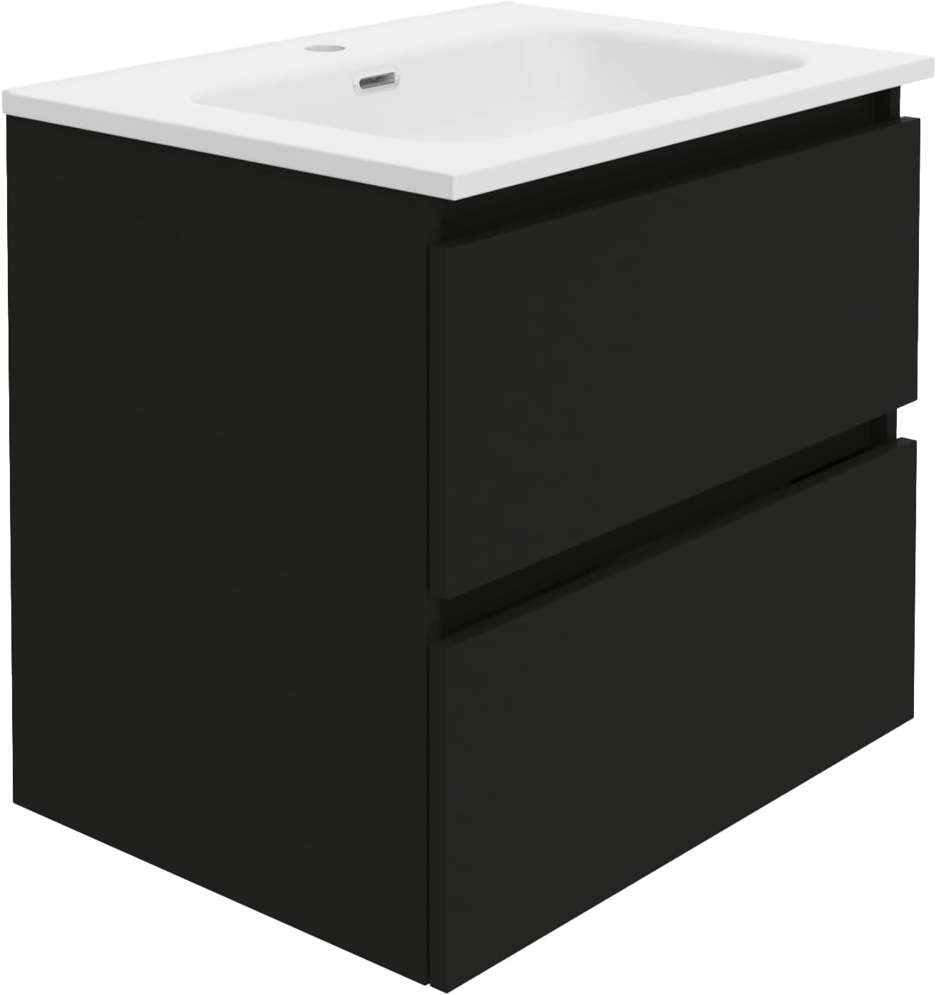 Mueble de baño Baikal Rubi - suspendido negro de 60 cm - 2 cajones con lavabo cerámico y cierre amortiguado-Homigoyard