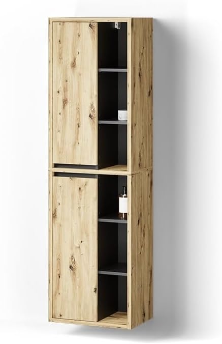 Armario de baño Livinity Vomano - roble artesanal de 50 por 170 cm - columna rústica de pared-Homigoyard