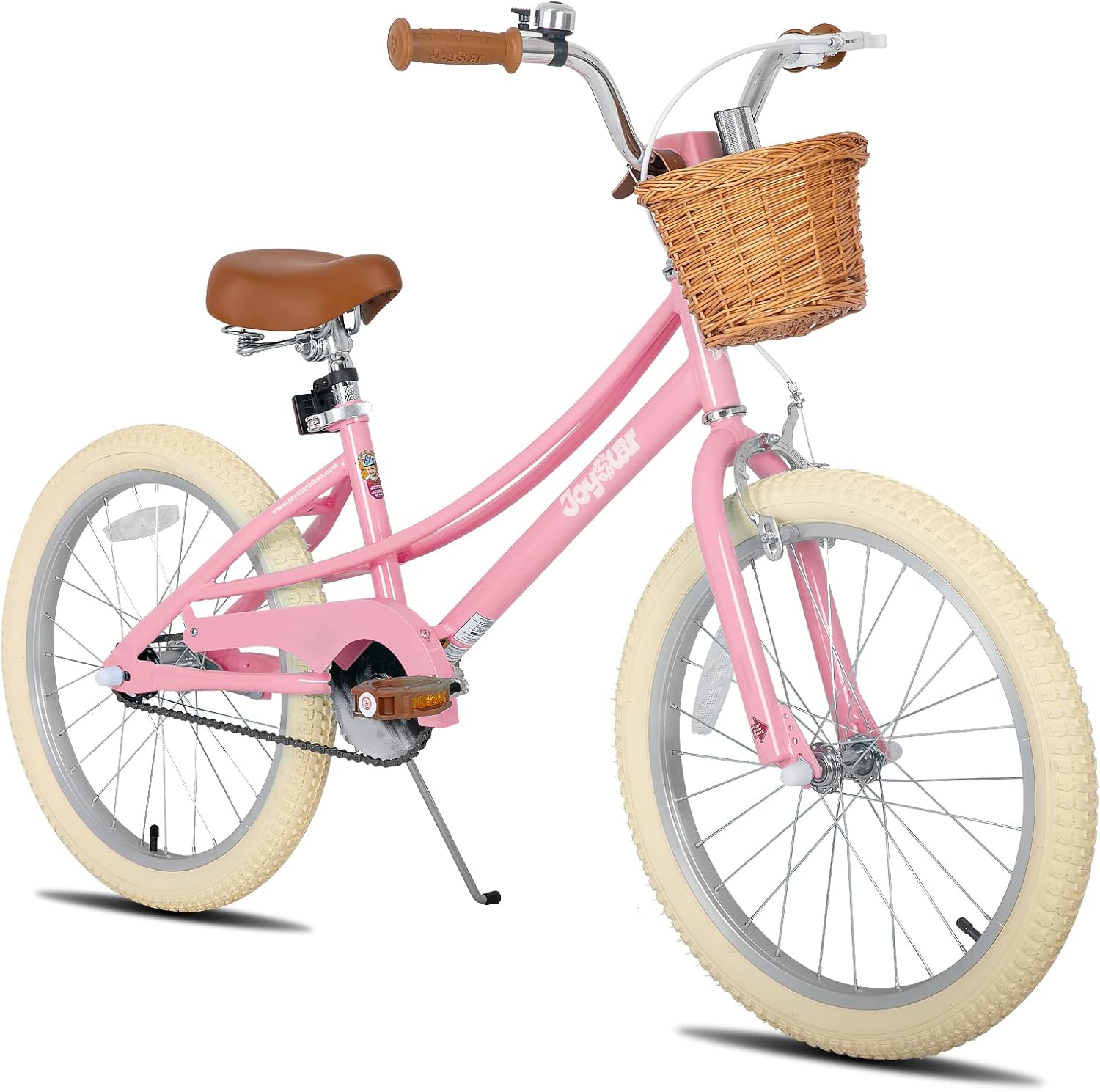 JOYSTAR Bicicleta infantil para niña - bicicleta rosa de 20 pulgadas con cesta caballete y marco de acero aleado-Homigoyard