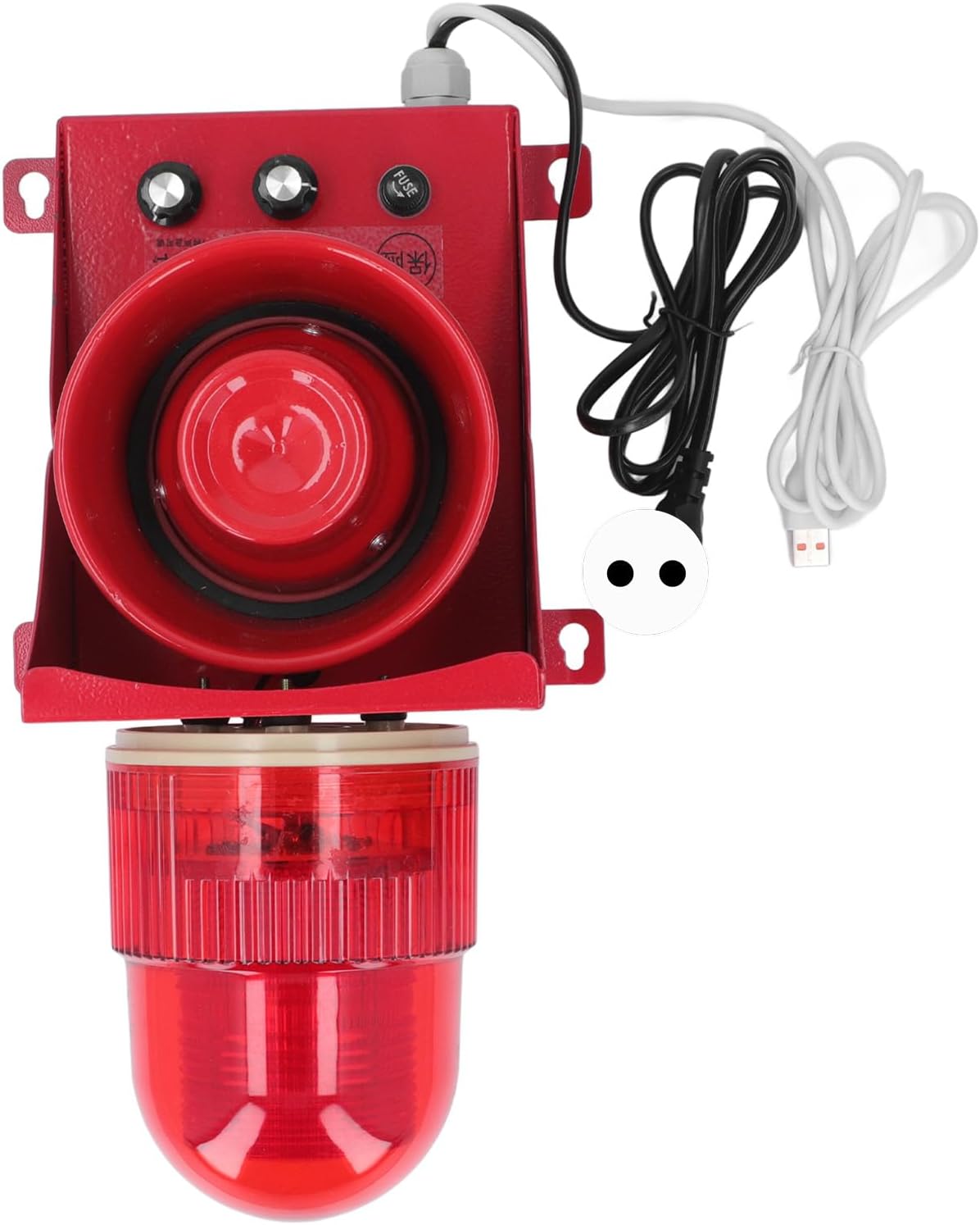 Alarma de sirena industrial XTEVU 40 W - bocina de advertencia con luz LED estroboscópica 130 dB IP65 enchufe UE 220 V-Homigoyard