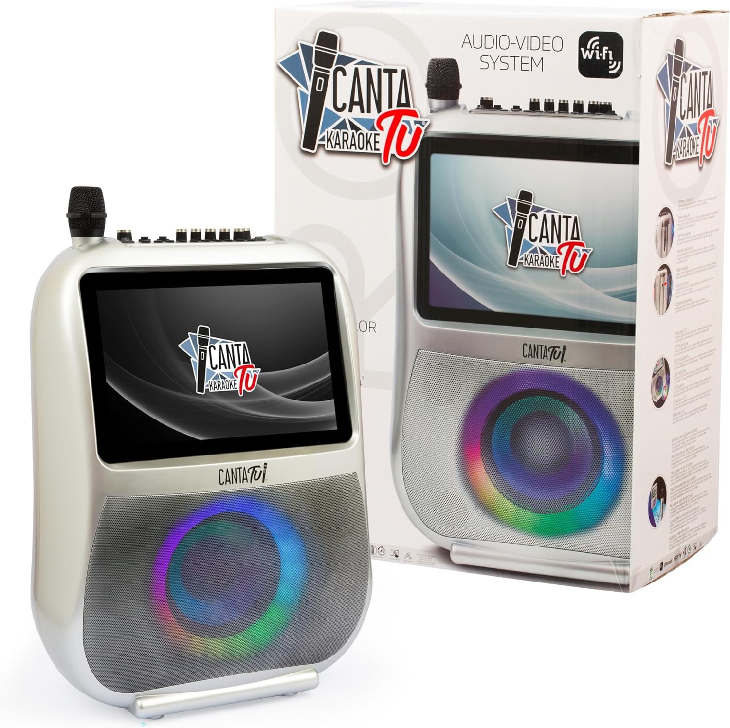 Sistema portátil Canta TU Karaoke CTC10000 - audio y video con micrófono inalámbrico pantalla táctil WiFi HDMI USB para hogar y uso comercial-Homigoyard