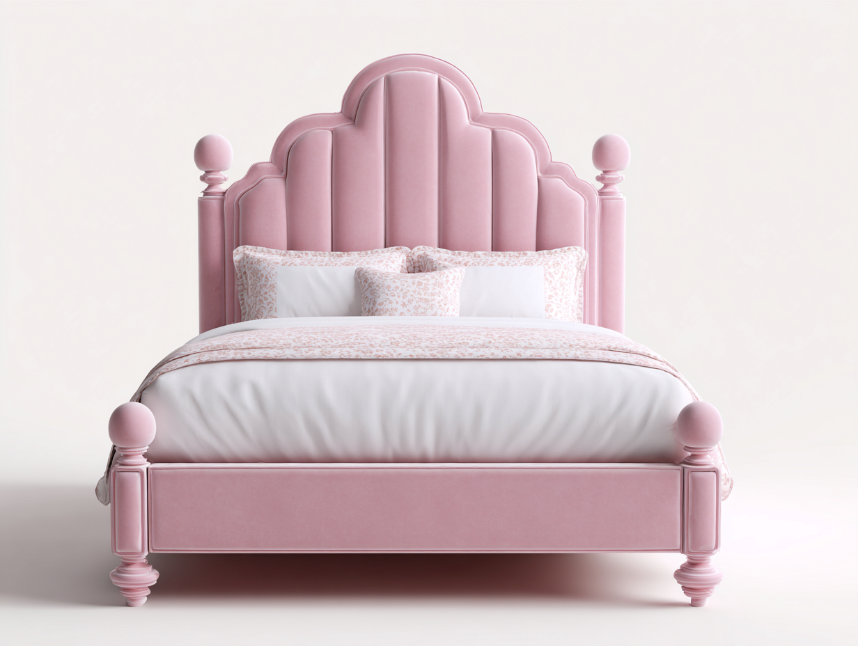 Camas dobles tapizada con cabecero acolchado 200 x 160 x 120 cm color rosa - cama doble para dormitorio - diseño clásico elegante-Homigoyard