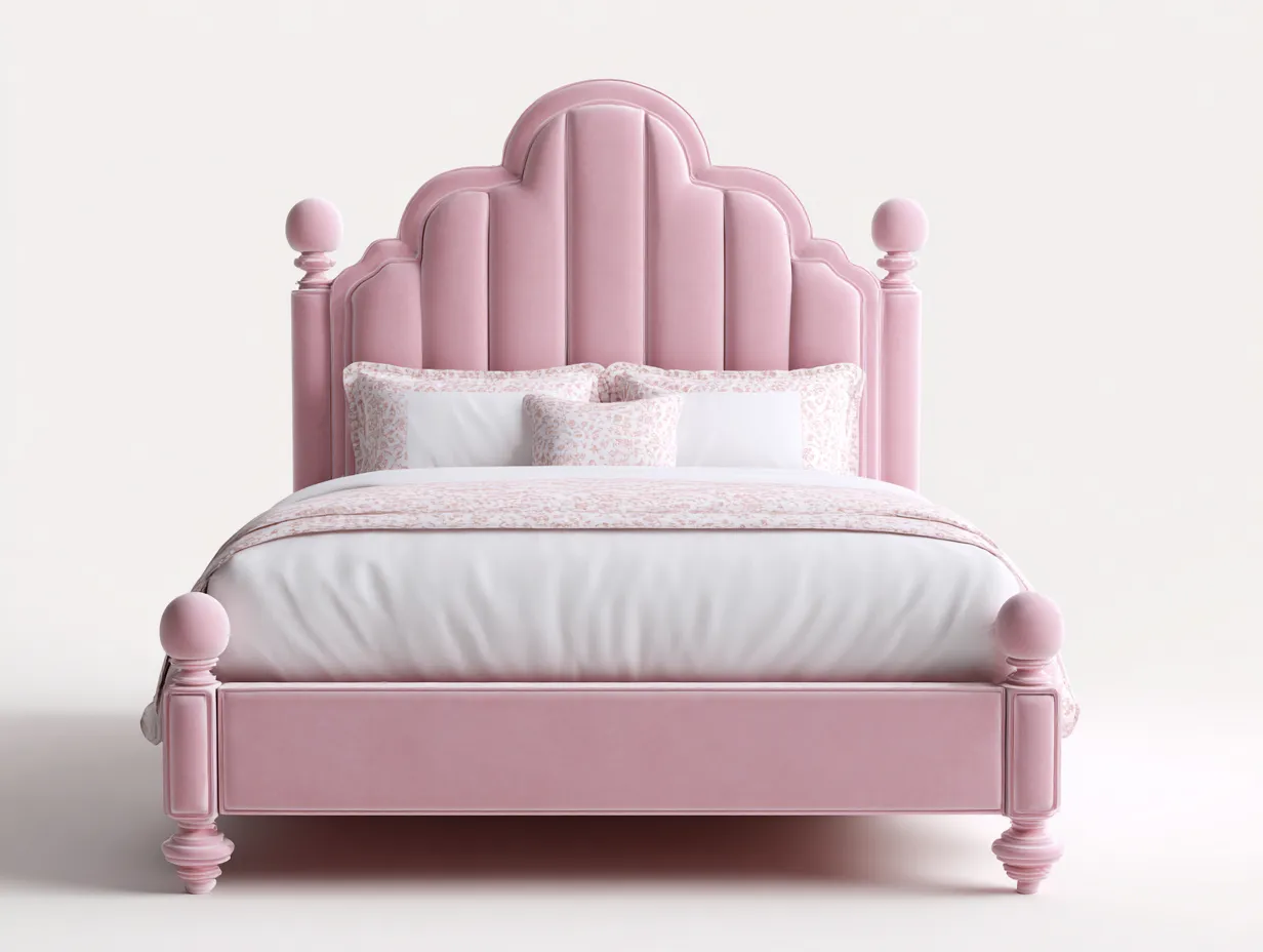 Camas dobles tapizada con cabecero acolchado 200 x 160 x 120 cm color rosa - cama doble para dormitorio - diseño clásico elegante-Homigoyard