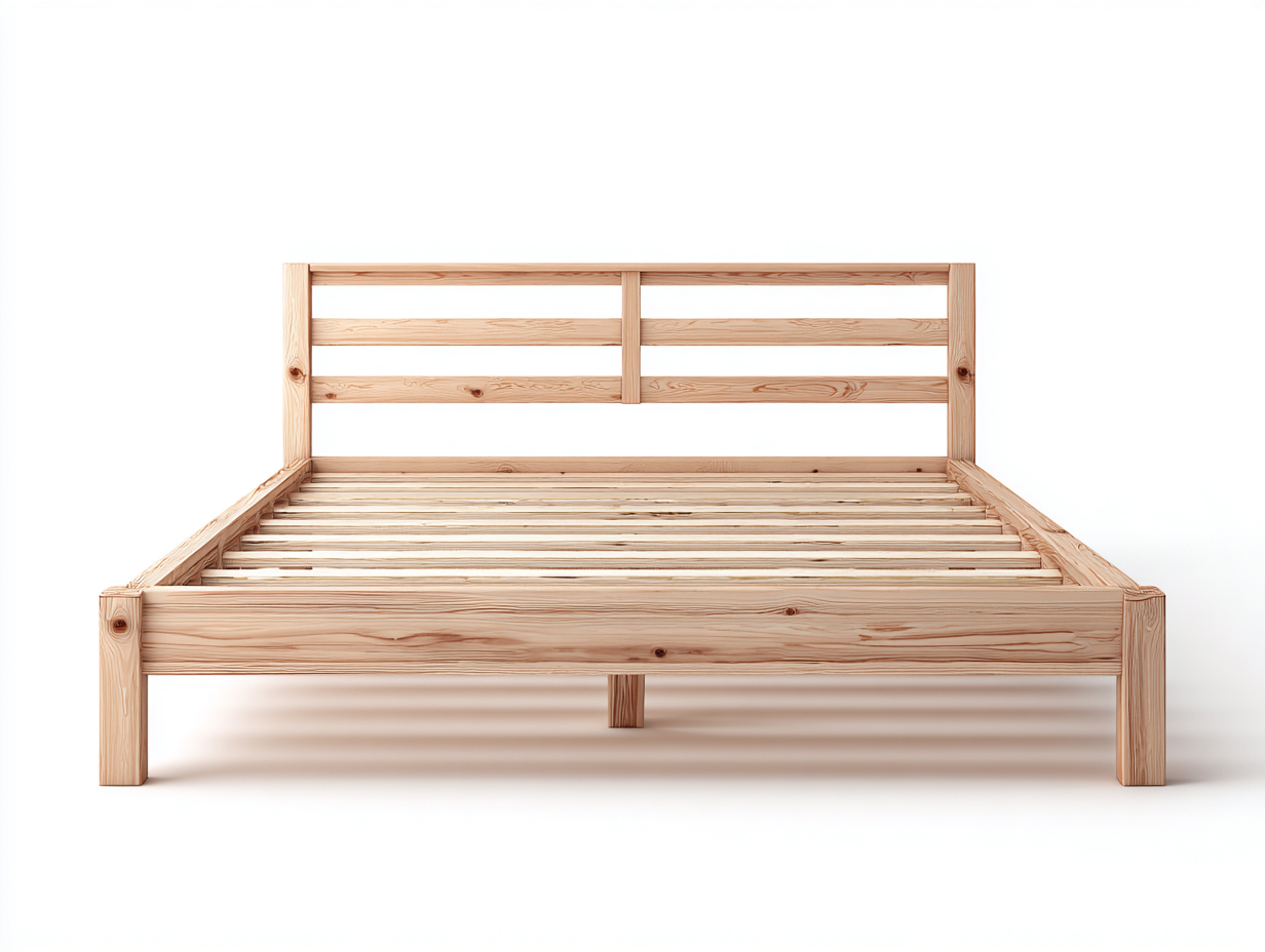 Camas dobles madera maciza 200x160x90 cm - madera natural - diseño sencillo para dormitorio-Homigoyard