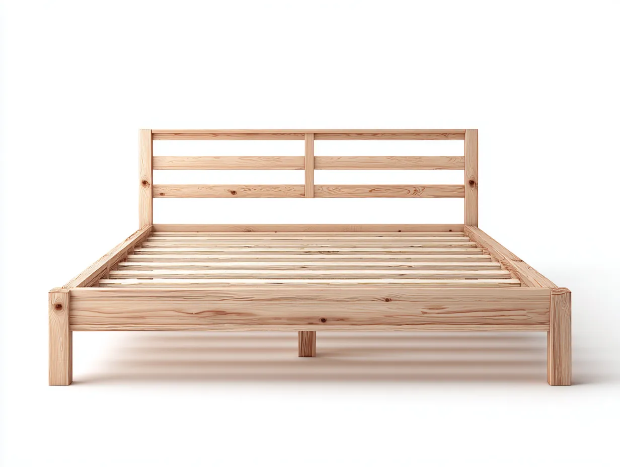 Camas dobles madera maciza 200x160x90 cm - madera natural - diseño sencillo para dormitorio-Homigoyard